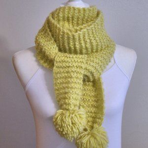 4/$20 Chartreuse Pom Pom Scarf
